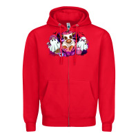 Red Halloween ghost Heifer Zipper Hoodie - RanaPortraitStore