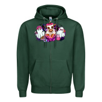 Sports Green Halloween ghost Heifer Zipper Hoodie - RanaPortraitStore