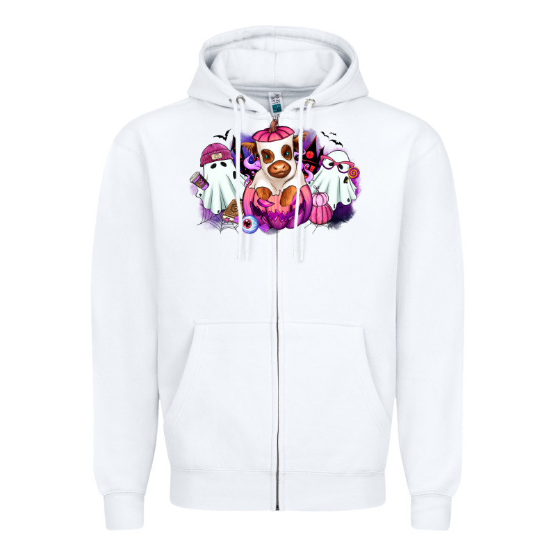 Halloween Ghost Heifer Zipper Hoodie by RanaPortraitStore | Teevron