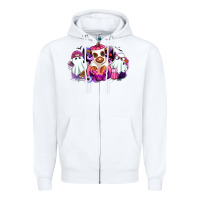 White Halloween ghost Heifer Zipper Hoodie - RanaPortraitStore