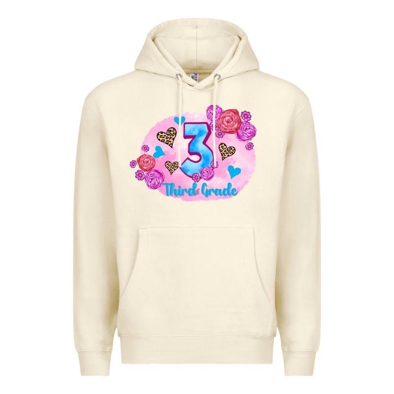 Back To School Flowers Third Grade 3200x2400 Premium Hoodie by AdoDesignShop | Teevron