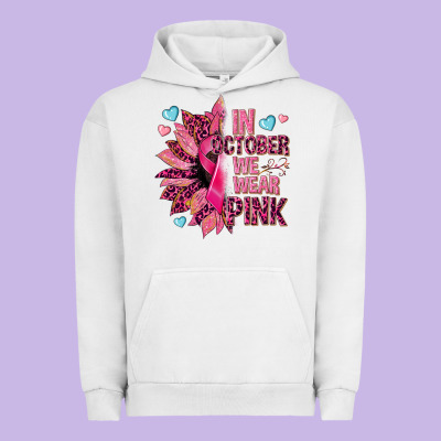 In October We Wear Pink Urban Hoodie Designed By Nancycooperartshop