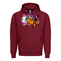 Burgundy Halloween ghost and jack o lantern Zipper Hoodie - RanaPortraitStore