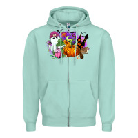 Seafoam Halloween ghost and jack o lantern Zipper Hoodie - RanaPortraitStore