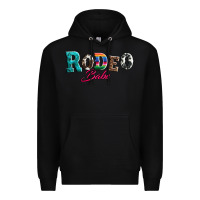 Black rodeo babe turquoise serape cowhide leopard Premium Hoodie - Artiststas