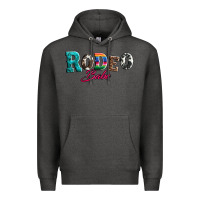 Charcoal Heather rodeo babe turquoise serape cowhide leopard Premium Hoodie - Artiststas