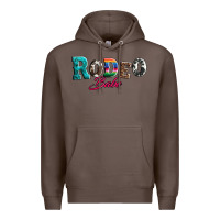 Coffee rodeo babe turquoise serape cowhide leopard Premium Hoodie - Artiststas