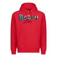Red rodeo babe turquoise serape cowhide leopard Premium Hoodie - Artiststas