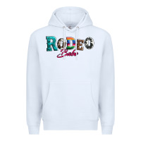 White rodeo babe turquoise serape cowhide leopard Premium Hoodie - Artiststas