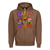 Chestnut Happy Hallothanksmas coffee cups Zipper Hoodie - RanaPortraitStore