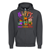 Smoke Happy Hallothanksmas coffee cups Zipper Hoodie - RanaPortraitStore