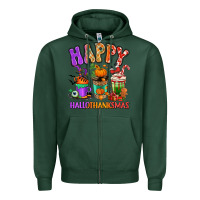 Sports Green Happy Hallothanksmas coffee cups Zipper Hoodie - RanaPortraitStore