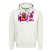 Oatmeal Heather Halloween Heifer coffee cups Zipper Hoodie - RanaPortraitStore