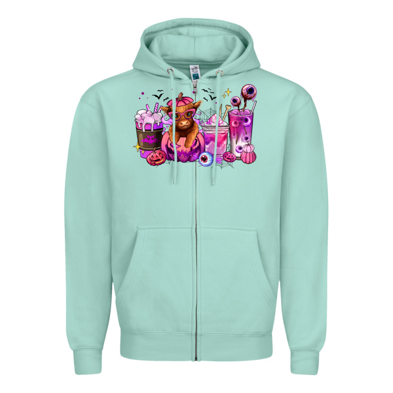 Halloween Heifer Coffee Cups Zipper Hoodie by RanaPortraitStore | Teevron