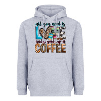 Heather Grey all you need is love and a good cup of coffee Heavyweight Hoodie - Zillion Design Studio