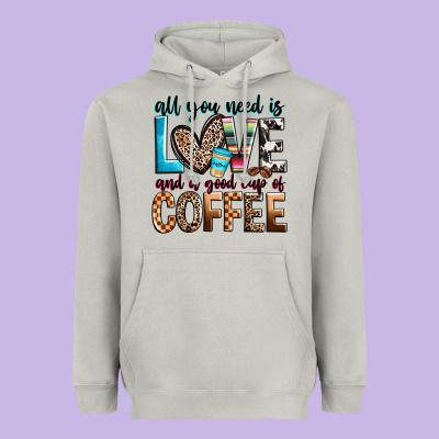 All You Need Is Love And A Good Cup Of Coffee Heavyweight Hoodie Designed By Zillion Design Studio