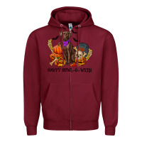 Burgundy Happy Howl-o-ween Zipper Hoodie - RanaPortraitStore