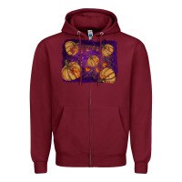 Burgundy Halloween Pumpkin Cobweb Background Zipper Hoodie - RanaPortraitStore