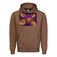 Chestnut Halloween Pumpkin Cobweb Background Zipper Hoodie - RanaPortraitStore