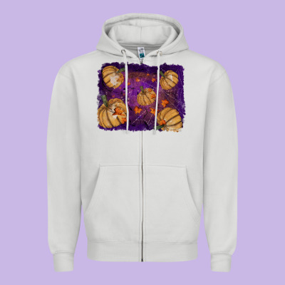 Zipper Hoodie Halloween Pumpkin Cobweb Background