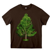 Chocolate Brown White Pine Tree Illustrations Heavy Core Tee - LillyAllenDesigns