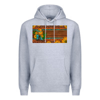 Heather Grey custom cowboy boots sunflowers and cactus license plate Premium Hoodie - Artiststas