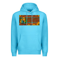 Ocean Blue custom cowboy boots sunflowers and cactus license plate Premium Hoodie - Artiststas