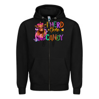 Black I herd there would be candy Heifer Zipper Hoodie - RanaPortraitStore
