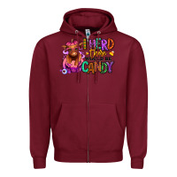 Burgundy I herd there would be candy Heifer Zipper Hoodie - RanaPortraitStore