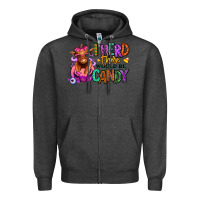 Charcoal Heather I herd there would be candy Heifer Zipper Hoodie - RanaPortraitStore