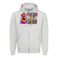 Dove Grey I herd there would be candy Heifer Zipper Hoodie - RanaPortraitStore
