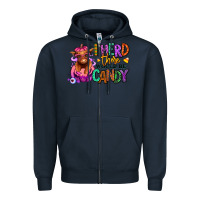 Navy I herd there would be candy Heifer Zipper Hoodie - RanaPortraitStore