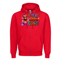 Red I herd there would be candy Heifer Zipper Hoodie - RanaPortraitStore