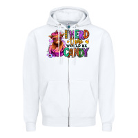 White I herd there would be candy Heifer Zipper Hoodie - RanaPortraitStore