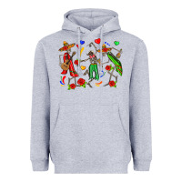 Heather Grey mexican skeletons Heavyweight Hoodie - Zillion Design Studio