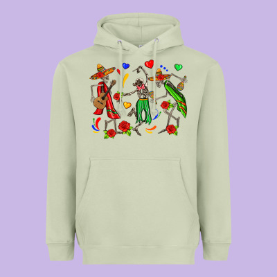 Mexican Skeletons Heavyweight Hoodie Designed By Zillion Design Studio