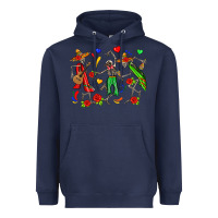 Navy mexican skeletons Heavyweight Hoodie - Zillion Design Studio