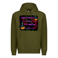 Army Green halloween witch hat backround Premium Hoodie - RanaPortraitStore