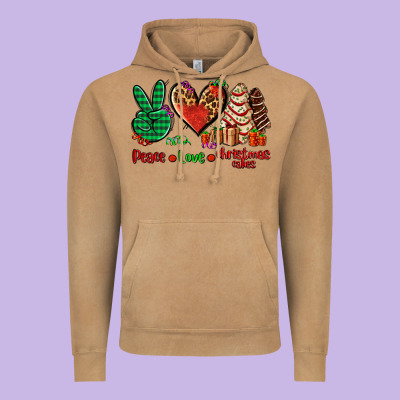 Peace Love Christmas Cakes Vintage Hoodie Designed By Adodesignshop