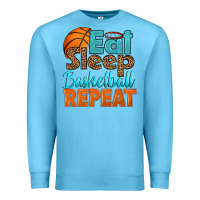 Ocean Blue eat sleep basketball repeat Premium Sweatshirt - HRA Design Shop