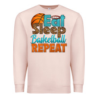 Pale Pink eat sleep basketball repeat Premium Sweatshirt - HRA Design Shop
