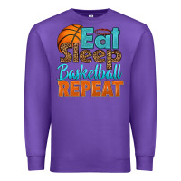 Purple eat sleep basketball repeat Premium Sweatshirt - HRA Design Shop