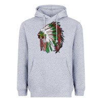 Heather Grey christmas indian feather headdress Heavyweight Hoodie - RanaPortraitStore