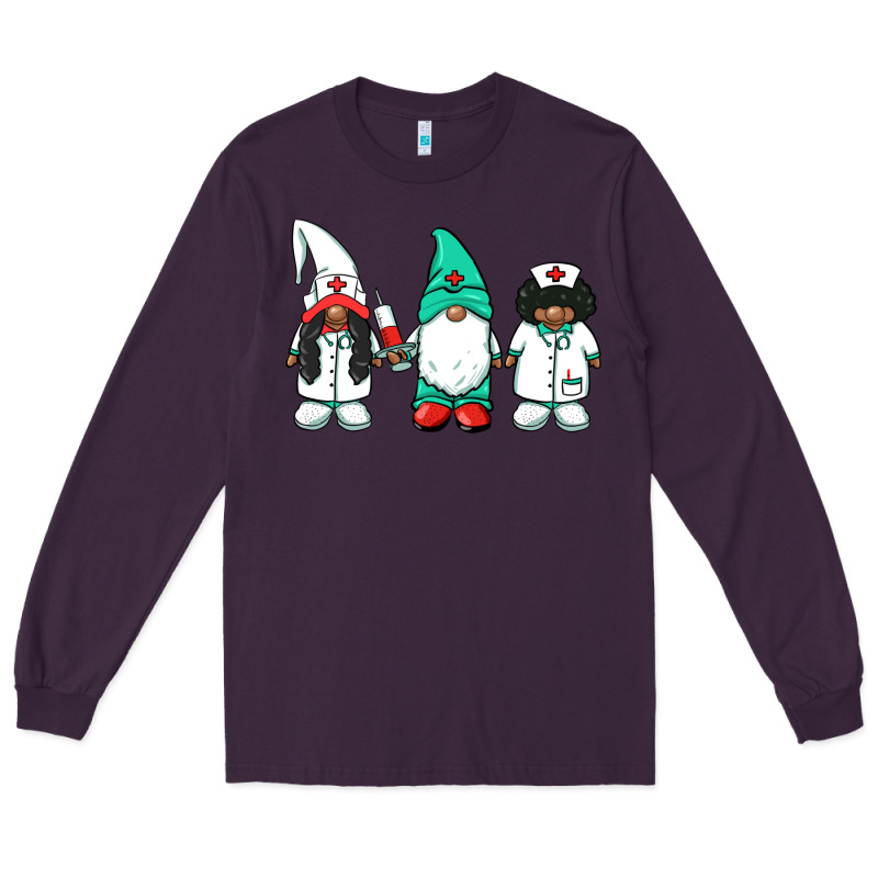African American Nurse Gnomies Medical Gnomies Long Sleeve Tee by BarkalooDesign | Teevron