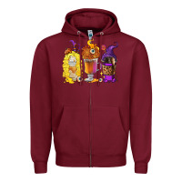Burgundy Halloween hocus pocus coffee cups Zipper Hoodie - RanaPortraitStore