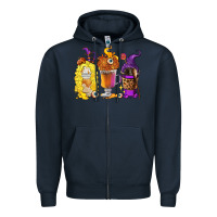 Navy Halloween hocus pocus coffee cups Zipper Hoodie - RanaPortraitStore
