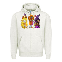 Oatmeal Heather Halloween hocus pocus coffee cups Zipper Hoodie - RanaPortraitStore