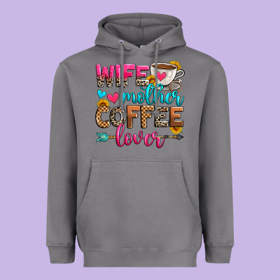 Wife Mother Coffee Lover Heavyweight Hoodie Designed By Zillion Design Studio
