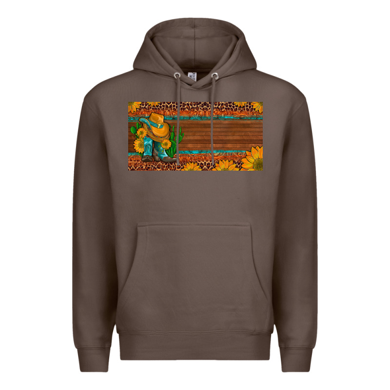 Custom Cowboy Boots Sunflowers And Cactus License Plate Premium Hoodie by Artiststas | Teevron