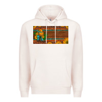 Pale Pink custom cowboy boots sunflowers and cactus license plate Premium Hoodie - Artiststas